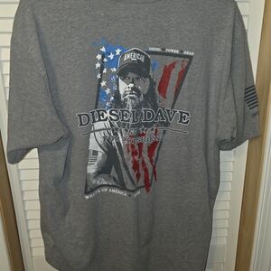 Diesel Gray 'Diesel Dave' Graphic Tee with Red & Blue Flag Accents